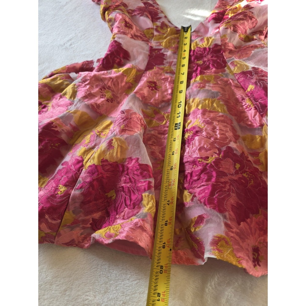 Barbie Core Coquette Showpo Floral Organza Fit Flare Plunge Mini Dress Pink US 4 - Picture 7 of 16